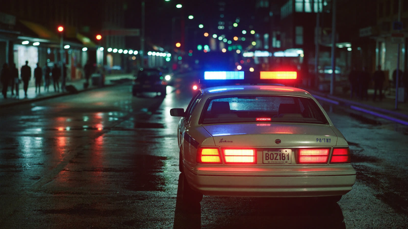 Police lights at night